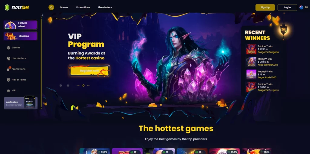 Slotsgem Casino Main Page